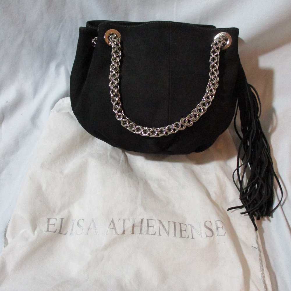 NEW ELSA ATHENIENSE Suede Fringe indie hobo satchel shoulder bag clutch purse - Picture 4 of 9